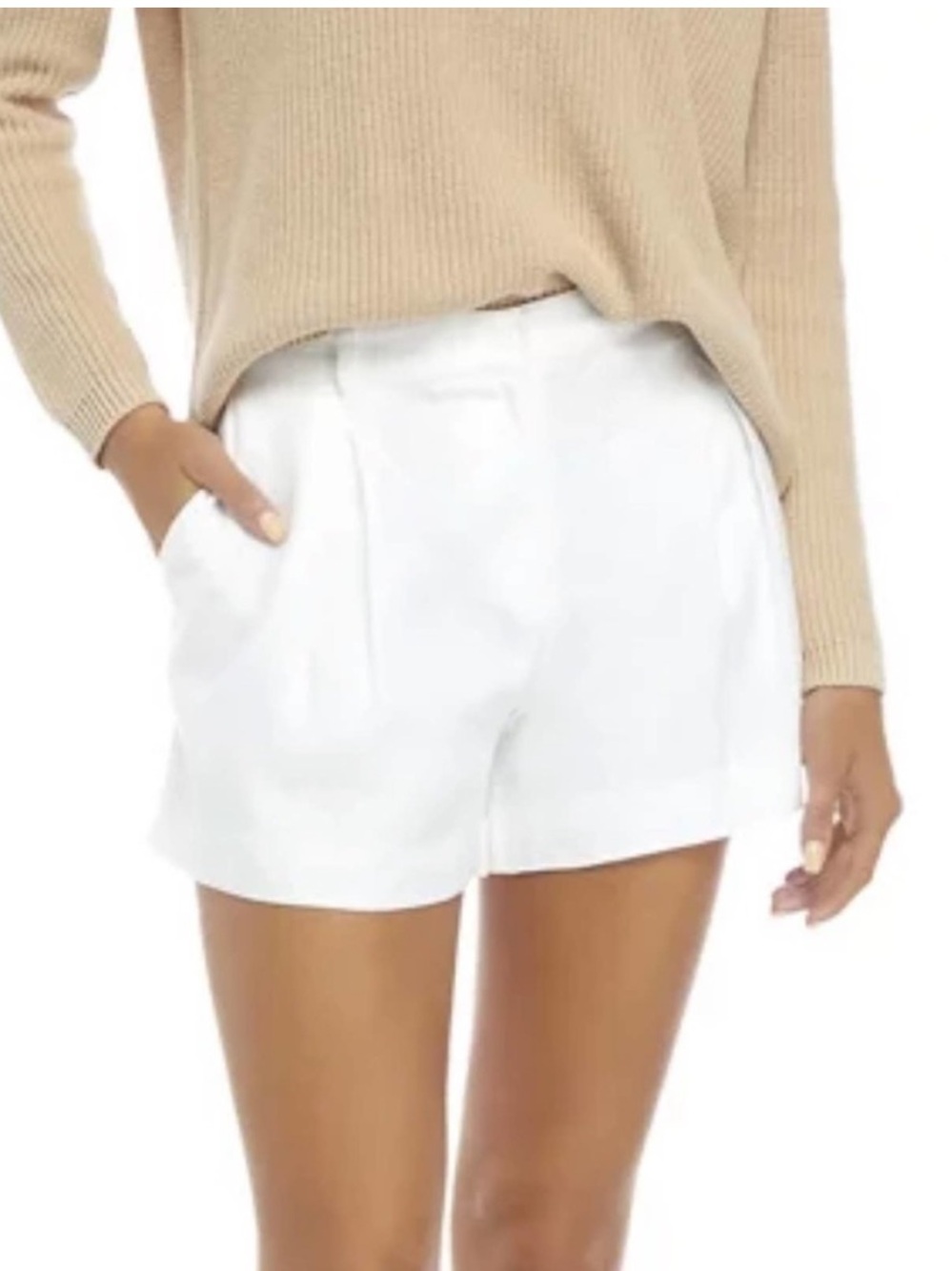 Draper James Linen Everyday High-Waist Pleated Shorts Magnolia White Sz 4 NWT